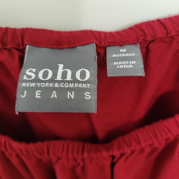 New York & Company Rayon Cotton Romantic Crimson Lace Elegant Blouse Size Medium - Picture 3 of 11